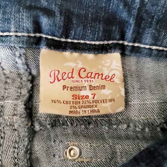 Red Camel skinny jeans size 7 juniors stretch embellished bling 30.5" inseam - Picture 10 of 11